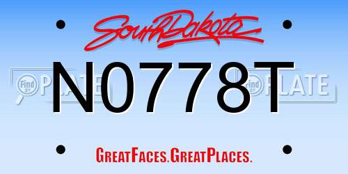 N0778T South Dakota License Plate