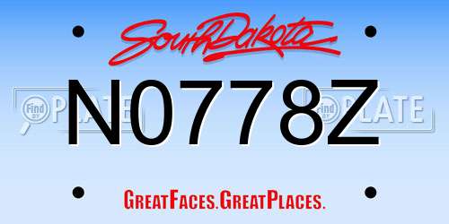N0778Z South Dakota License Plate