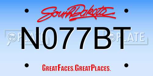 N077BT South Dakota License Plate