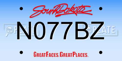 N077BZ South Dakota License Plate