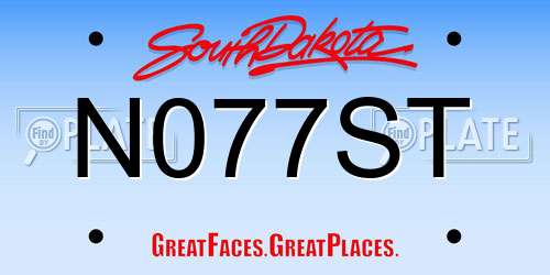 N077ST South Dakota License Plate