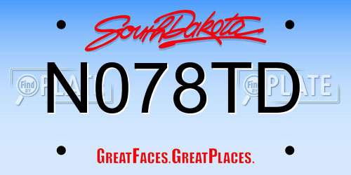 N078TD South Dakota License Plate