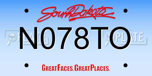 N078TO South Dakota License Plate
