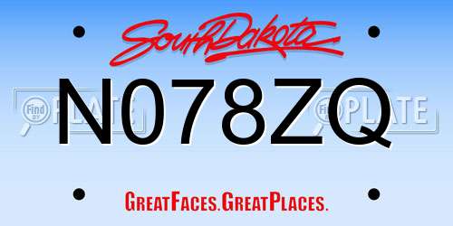 N078ZQ South Dakota License Plate