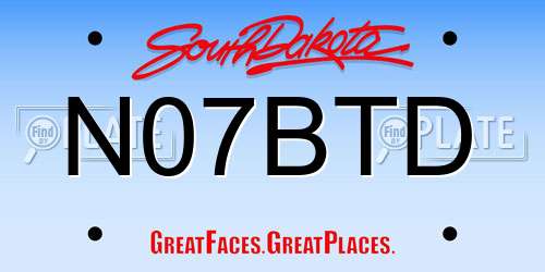 N07BTD South Dakota License Plate
