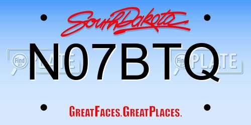 N07BTQ South Dakota License Plate