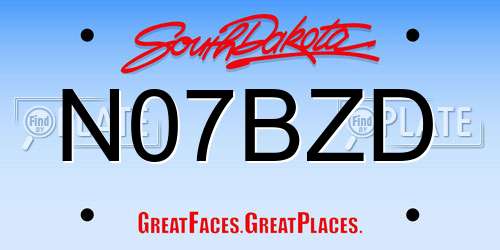 N07BZD South Dakota License Plate