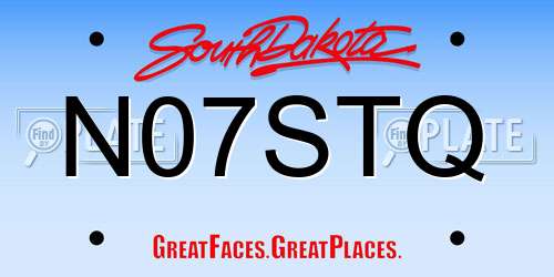 N07STQ South Dakota License Plate