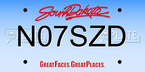 N07SZD South Dakota License Plate