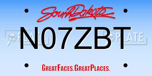 N07ZBT South Dakota License Plate