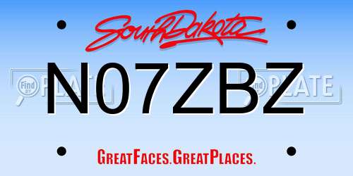 N07ZBZ South Dakota License Plate