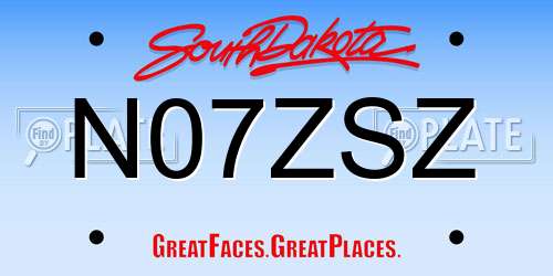 N07ZSZ South Dakota License Plate