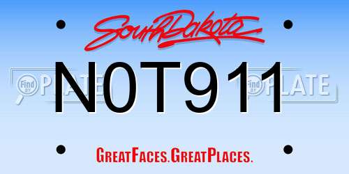 N0T911 South Dakota License Plate