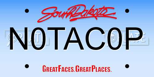 N0TAC0P South Dakota License Plate