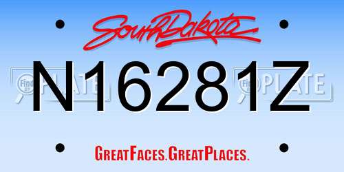 N16281Z South Dakota License Plate