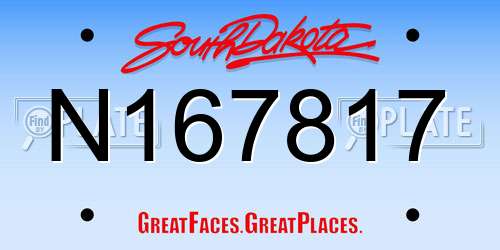 N167817 South Dakota License Plate
