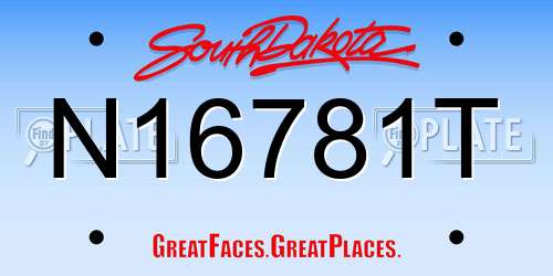 N16781T South Dakota License Plate