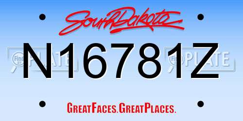 N16781Z South Dakota License Plate