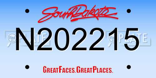 N202215 South Dakota License Plate