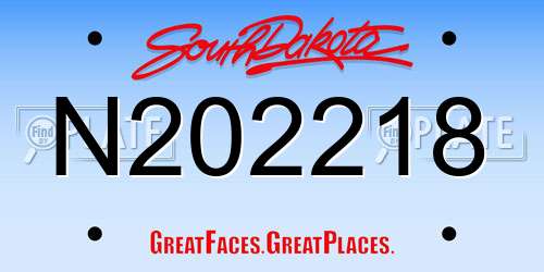 N202218 South Dakota License Plate
