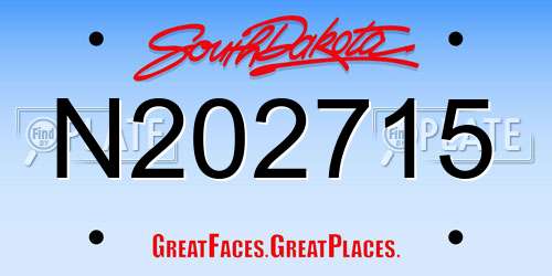 N202715 South Dakota License Plate