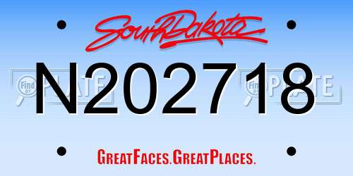 N202718 South Dakota License Plate