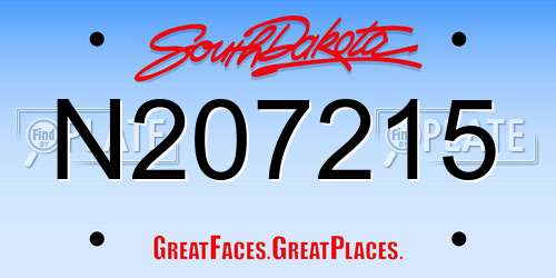 N207215 South Dakota License Plate