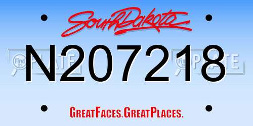 N207218 South Dakota License Plate