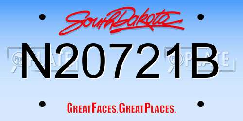 N20721B South Dakota License Plate