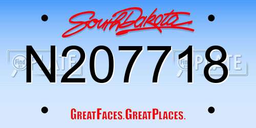 N207718 South Dakota License Plate
