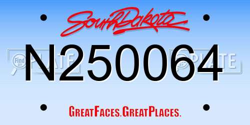 N250064 South Dakota License Plate