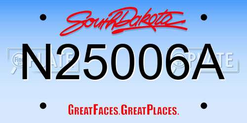N25006A South Dakota License Plate