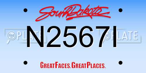 N2567I South Dakota License Plate