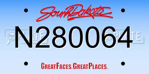 N280064 South Dakota License Plate