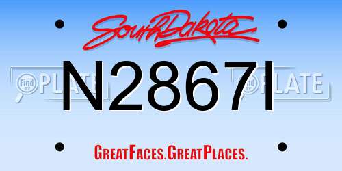 N2867I South Dakota License Plate