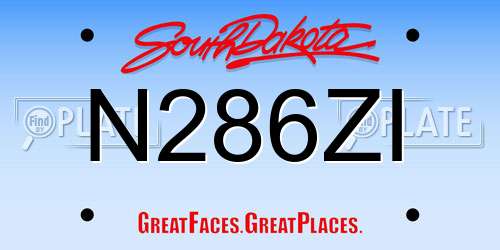 N286ZI South Dakota License Plate