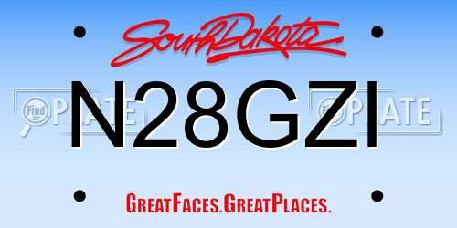 N28GZI South Dakota License Plate