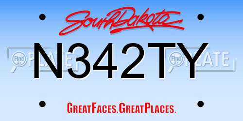N342TY South Dakota License Plate