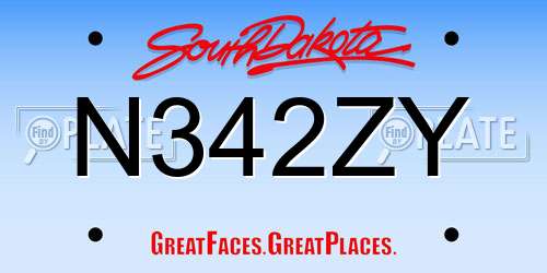 N342ZY South Dakota License Plate