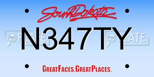 N347TY South Dakota License Plate