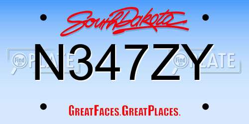 N347ZY South Dakota License Plate
