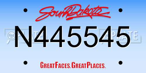 N445545 South Dakota License Plate