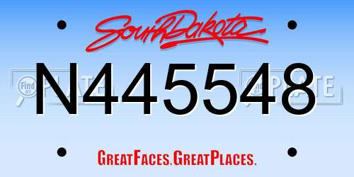 N445548 South Dakota License Plate
