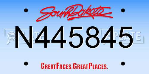 N445845 South Dakota License Plate