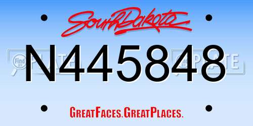 N445848 South Dakota License Plate