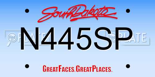 N445SP South Dakota License Plate