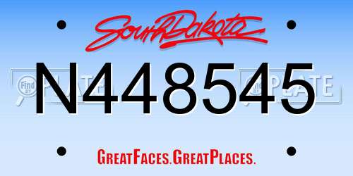 N448545 South Dakota License Plate