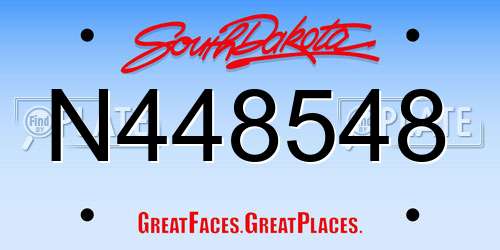 N448548 South Dakota License Plate