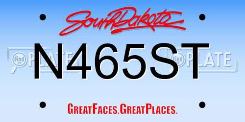 N465ST South Dakota License Plate