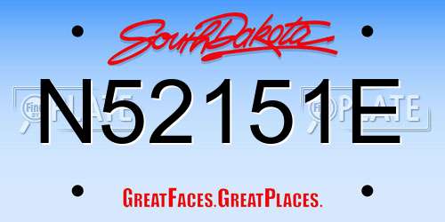 N52151E South Dakota License Plate